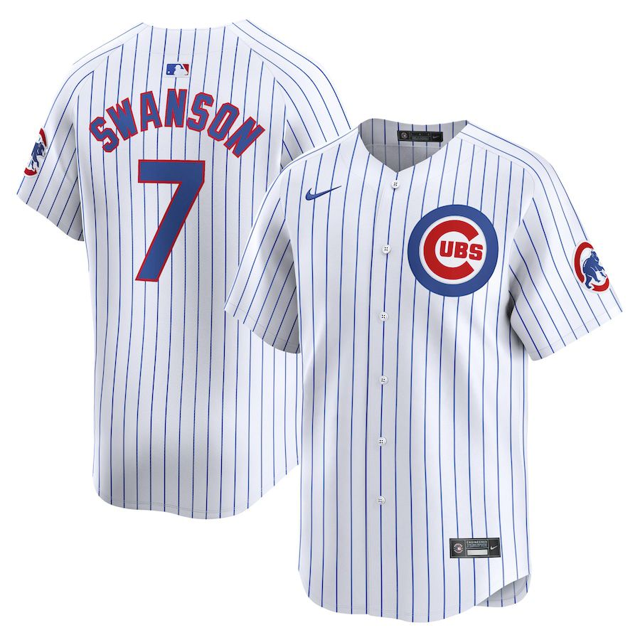 Men Chicago Cubs #7 Dansby Swanson Nike White Home Limited Player MLB Jersey